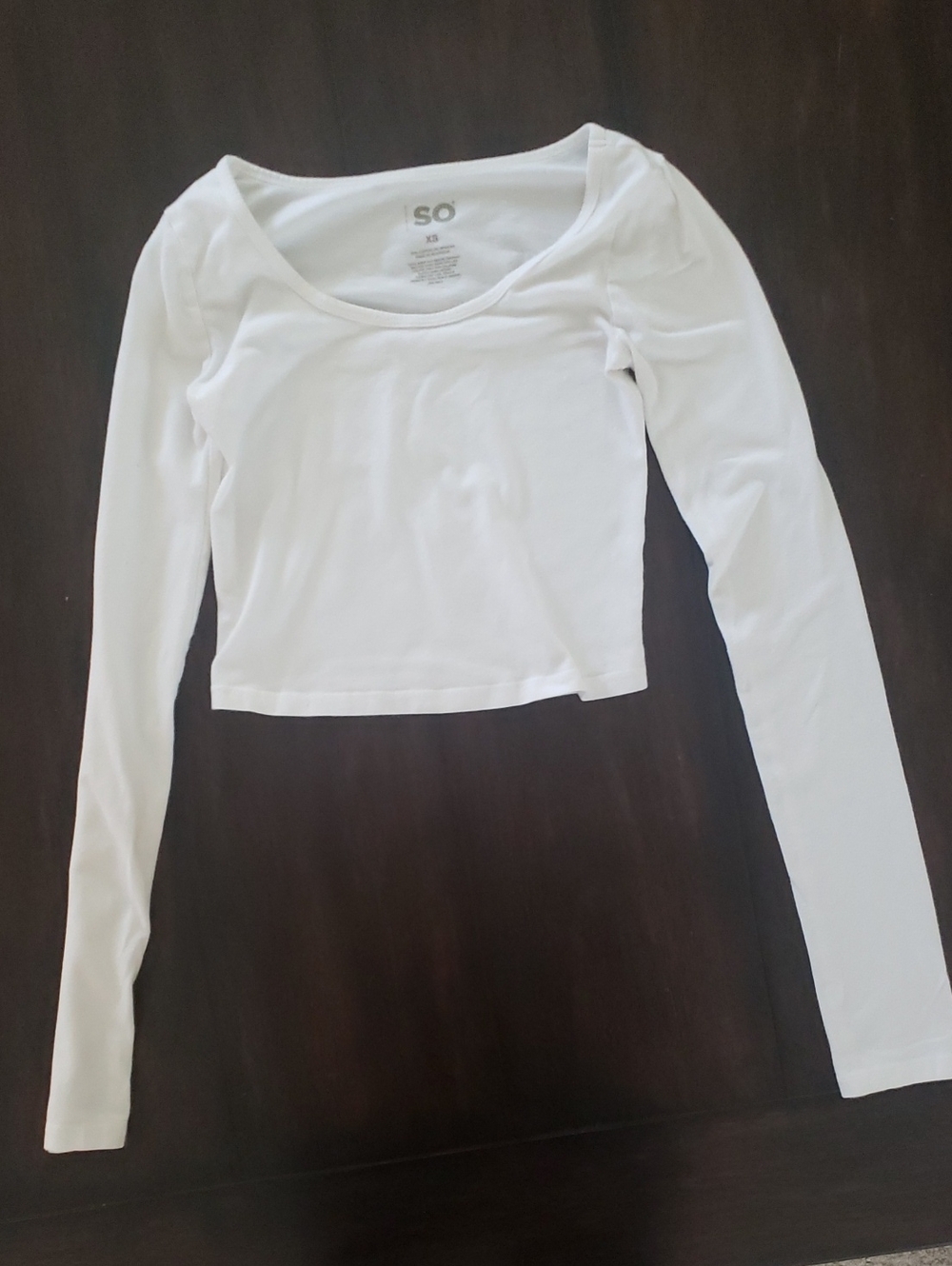 SO White Long-Sleeve Scoop Crop Top